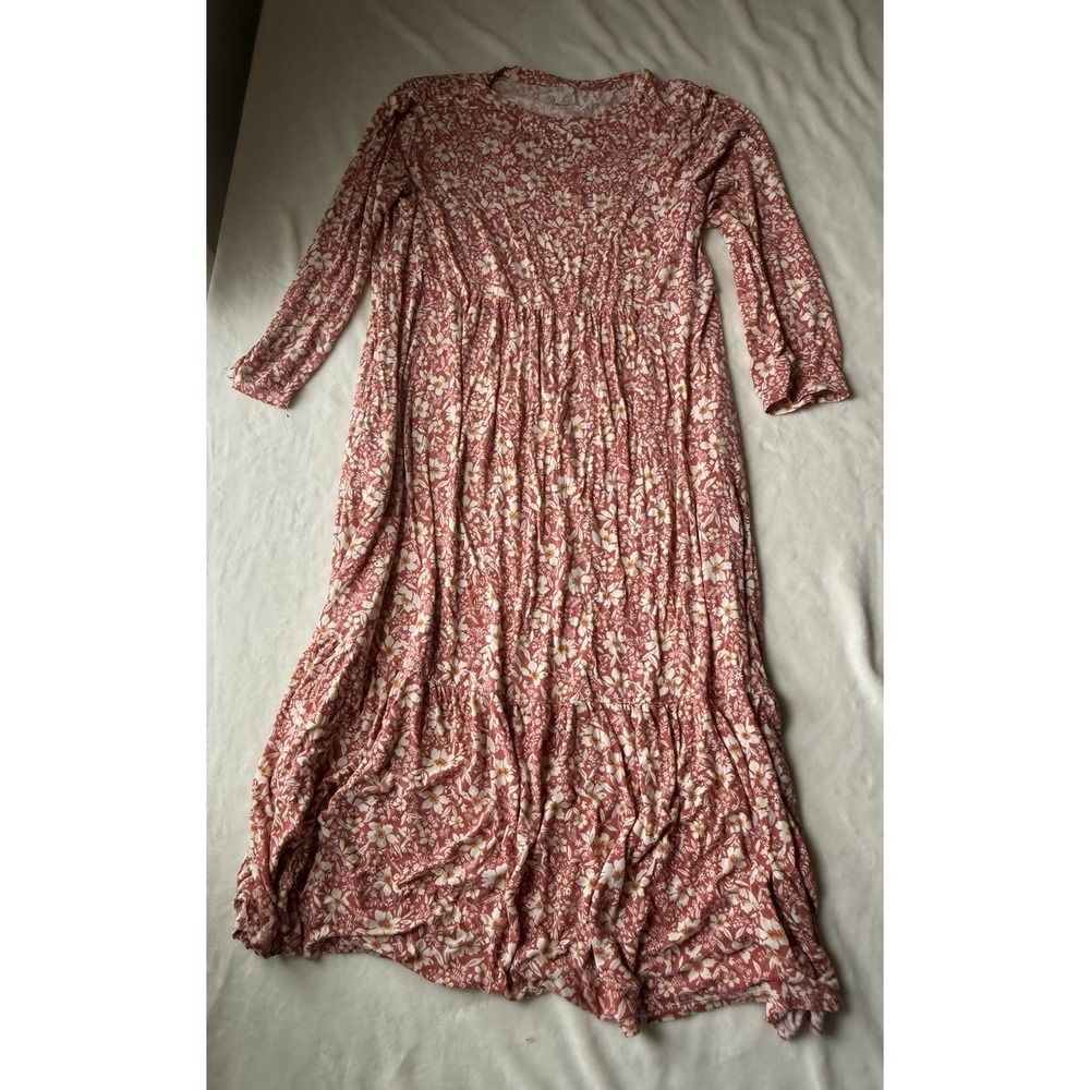 Cuddl Duds Comfort Stretch Floral Dress Womens Size L Long Church Modest